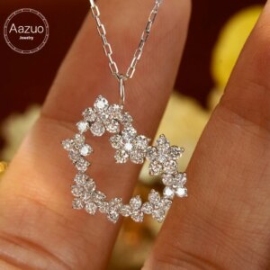 Aazuo Luxurydesign 18Kwhtiegold Real Diamonds 0.68ct Fairy Heart Pendent With Chain Gifted For Women Luxury Party 18 Inch Au750