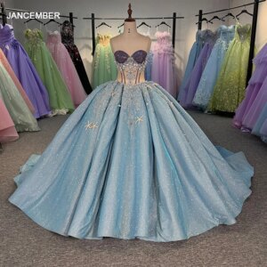 Beautiful Blue Quinceanera Dresses Customized With Beaded Vestido De 15 Sleeveless Quinceañera Fairy Sweet 16 Party DY6836