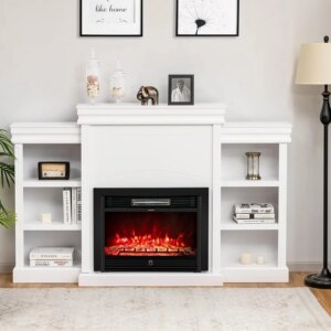 Inches Mantel Fireplace, 750W/1500W Electric Fireplace w/Mantel & Built-in Bookshelves, 28.5-Inch Electric Fireplace w/Remote,