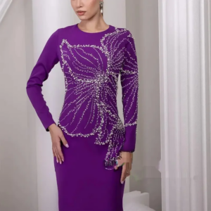 Customized Prom Dress Round Neck Long Sleeves Beadings Ankle Length Back Slit Saudi Arab Evening Gown Straight Party Dres