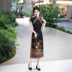 Improved cheongsam dress elegant temperament mother daily