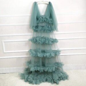 Don&Judy Maternity Photography Dresses Tulle Layer Ruffled Gowns Pregnancy Lady Baby Shower Wedding Photo Shooting Skirt Custom