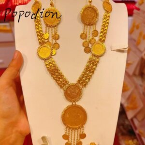Dubai New 24K Gold Plated Necklace Earrings for Women’s Wedding Jewelry Set DD10303