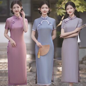 High Quality Improved Real Silk Cheongsam Qipao 2024 New Daily Retro High-End Dress Temperament Young Long