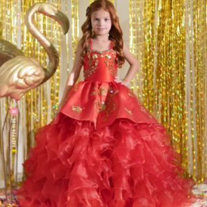 Red Mini Quinceanera Dresses Mexican Ball Gown Organza Appliques Flower Girl Dresses Charro Pageant Dresses Baby Customized