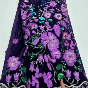 African Velvet Lace Fabric 2023 Nigerian Lace 5 Yards French Velvet Lace Fabric For Party Wedding Dress Sewing Cloth 5ya Wp192-1
