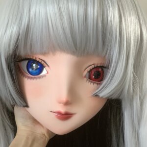 (AL66) Top Quality Handmade Female Girl Resin Full Head With Lock Cosplay Japanese Role Play BJD Kigurumi Mask Crossdresser Doll