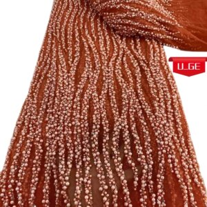 2025Latest Best Quality Luxurious Elegant Soft Mesh lace With Lots Beads Fabric For Wedding Evening Dresses NN1863_R