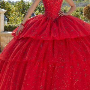BA16 Customized Mexican Red Sweet 15 16 Girl Quinceanera Dresses V Neck Ball Gown 2 Piece Prom Occasion Homecoming Party Dress
