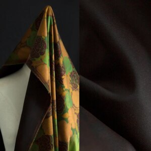 High Quality Brown Green Flower Soteil Fragrant Cloud Yarn Printed Fabric Real Silk Chinese Clothing Cheongsam Dress