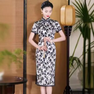 High-End Quality Real Silk Cheongsam Qipao Vintage Improved Dress Chinese Dress