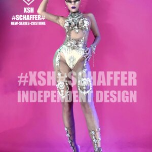 Nightclub bar gogo female sexy transparent leather crystal pendant DS singer fashion alternative costumes.