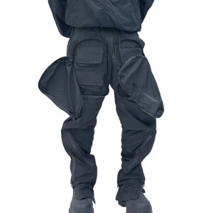 Men’s Autumn Wasteland Style Women Techwear Avant-Garde Multi-Zipper Stitching Design Casual Cargo Pants