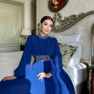 Little Daisy CustomizedStyle Formal Evening High Collar A-line Beading Chiffon Bespoke Occasion  Formal Dress