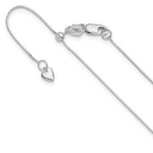 10K White Gold Adjustable.55mm Baby Box Chain