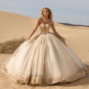 Customized Ivory Quinceanera Dresses Bead Applique shoulder straps Open strap back Floor mopping Vestidos De 15 Años