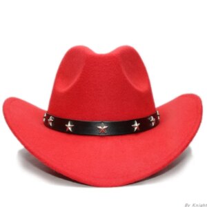 Leather belt boys and girls parent-child woolen cowboy hat with large brim wide shade casual top