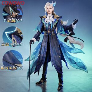 COWOWO Genshin Impact Neuvillette Judge Game Suit Gorgeous Handsome Uniform Cosplay Costume Halloween Party Outfit Men