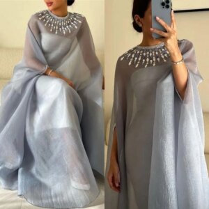 Customized Organza Beading Ball Gown O-Neck Bespoke Occasion Floor Length