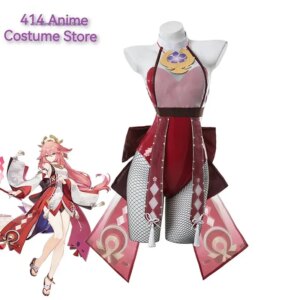 Bunny Girl Yae Miko Cosplay Costume Genshin Impact Yae Miko Bunny Suit Original Sexy Women Red Jumpsuit