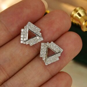 Aazuo Fine Jewelry 18K White Gold Natural Diamonds 0.78ct Irregular Mini Iriangle Stud Earrings Gifted For Women Senior Banquet