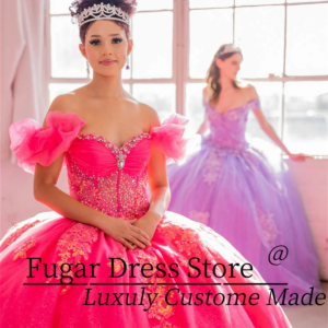 Hot Pink Princess Quinceanera Dresses Off shoulder Dreamy sweetheart corset Corset Pleated Shoulder Strap Vestidos De 15 Anos 24