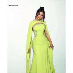 Contessa Dubai Green Glitter Mermaid Wedding Dress Strapless Shawl vestidos de noche Floor-Length فساتين سهرة Customized 2025