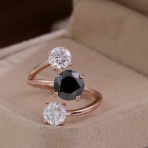 Provence 18K/14K/10K Rose Gold 2ct DEF VVS1 Black Round Moissanite Twisted Ring with GRA Certified For Women Customized Gift