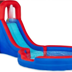 Inflatable Single Ring Water Slide Park – Heavy-Duty for Outdoor Fun – Climbing Wall, Slide & Deep Pool – Easy to Set Up & Infla