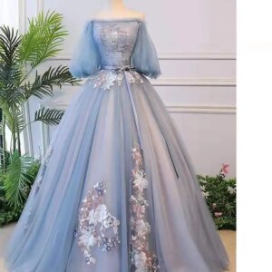 lantern sleeve flower gown fairy medieval dress Renaissance lace Gown queen costume Victorian/Marie Antoinette/ Belle