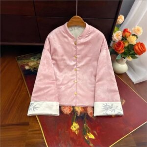 New Chinese double-sided coat female blue and white classical atmospheric