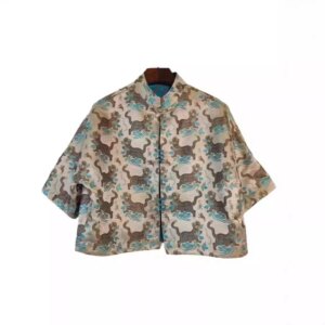 High Quality 2024 Autumn Short Coat Women’s Vintage Silk Cape Top Half Sleeve Real Design Sense