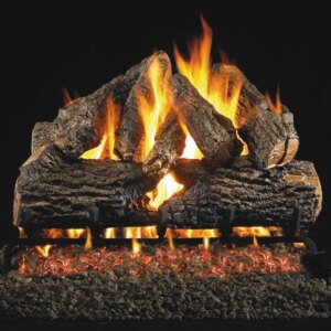 Peterson Real Fyre 24-Inch Charred Oak Gas Log Set with Vented G45 Burner – Match Light, 90,000 BTU Output, Ceramic Refractory L