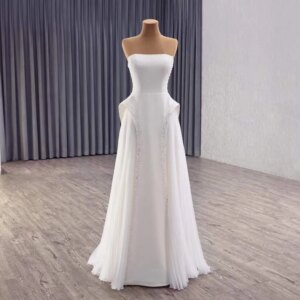 Vestidos De Novia Princesa Wedding Dress Strapless Beading Crystal Lace Up Back Sexy Bridal Dress