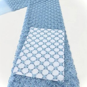 African Heavy Beaded 2024 High Quality Nigerian Sequins With Pearl Lace French Tulle Fabric For Party Dress Sew