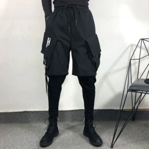 Spring Trendy Men’s Dark Multi-Pocket Fake Two-Piece Cargo Jogger Pants Street Style Casual Hip Hop Sports