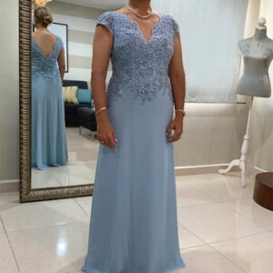 Gorgeous Blue Mermaid Mother Of The Bride Dress Plus Size Beaded Lace Wedding Guest Dress Women Evening Party Dinner Customized