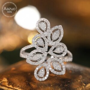 Aazuo Hot Sale Fine Jewelry 18K Solid White Gold Real Natural Diamonds 0.7ct Luxury Ring Gift for Woman Engagement Party Au750