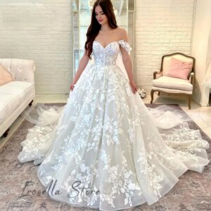 LRosella Luxury Bohemia Chic Bride Bespoke Gowns Lace with Appliques Floor-Length Strapless Wedding dress for women elegant 2024