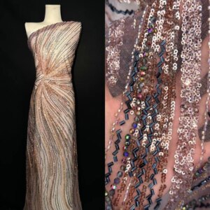 Embroidery fabric Heavy bead sequin Bubble wedding dress party fashion