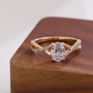 Provence Oval cut Ring 18KGold IGI EF/VS 1ct Lab Grown Diamonds Ring Wedding Band Engagement half band Personalized Custom