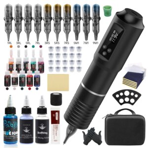 Hot Selling Full Complete Tattoo Gun Kit Rotary Wireless Battery Needle Ink Wireless Tattoo Machine Kit