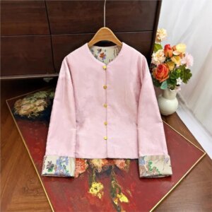 New Chinese style double-sided sequin coat elegant temperament loose and thin shirt