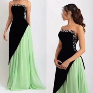 Little Daisy Customized Sparkle Exquisite Chiffon Draped Pleat Beading Prom A-line Strapless Bespoke Occasion Gown Long Dresses