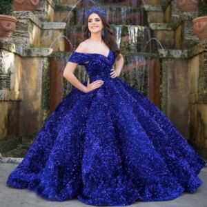 Sparkling Ball Gown for Women Quinceanera Dress Princess Sweet 16 Sequined Off the Shoulder Tailored Vestidos De Noche