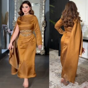 Customized Charmeuse Rhinestone Wedding Party Sheath Boat Neck Bespoke Occasion Gown Midi Dresses Saudi Arabia