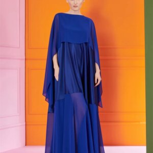 Customized Crew Neckline Sleeveless with Long Cape Evening Dress Elegant Concealed Back Zipper Floor Length Gown For Women 2025