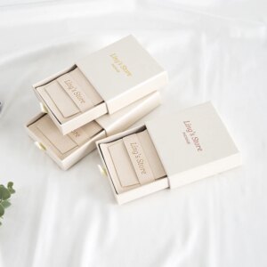 100Pcs Print Logo Drawer Boxes Solid Color Gift Microfiber Packaging Pouches Set Earrings Rings Necklace Jewelry Storage Pocket