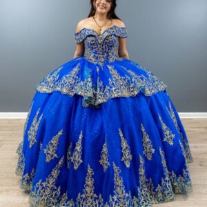 Royal Blue Quinceanera Dresses Ball Gown Off The Shoulder Applique Lace Beading Tull Party Birthday Sweet 16 Dress Vestidos 15