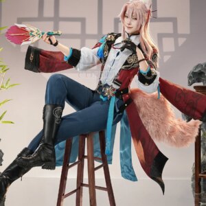 COSLEE Honkai: Star Rail Jiao Qiu Game Suit Handsome Uniform Cosplay Costume Ears Tail Wigs Halloween Party Outfit For Men New
